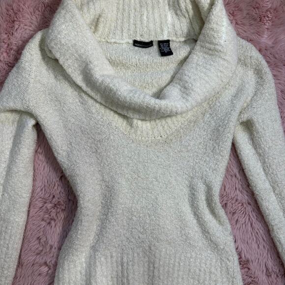 Y2k Wool Blend moda international cream off the shoulder sweater - Picture 4 of 8